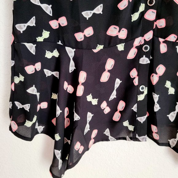 Style & Co Button Down Sunglass Blouse Sleeveless Size M - Picture 2 of 7